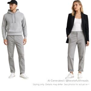 Grey Chino Pants 38x34 Straight Fit Clean Boy Minimalist Core Tall